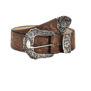Ceinture vintage bohème style western en PU pour femme avec boucle à ardillon en alliage, motif floral, largeur 3,8 cm, longueur 105-125 cm - Product Image 2