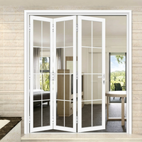 Portes pliantes modernes en aluminium avec rupture de pont thermique et double vitrage trempé pour usage extérieur, applications patio