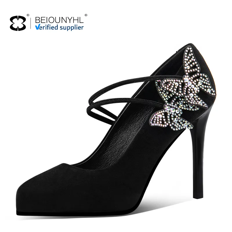 New spring genuine leather Women Pumps High Heels Pointed Toe Sexy Stiletto Shoes pencil Women Shallow shoes
