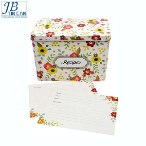 Châu Âu và Mỹ phong cách Fancy cao quý hình chữ nhật kim loại <span class=keywords><strong>Recipe</strong></span> hộp thiếc cho công thức Thẻ - Product Image 2