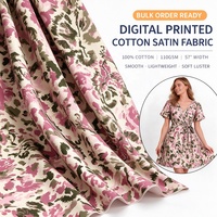 Tissu satiné en coton imprimé sur mesure, échantillon gratuit, 100 % coton, directement de l'usine, pour robes