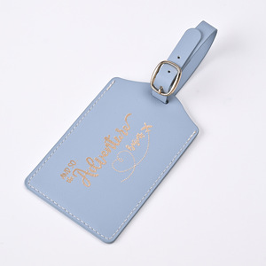 PU Leather Letter Pattern Luggage Customized Gold Foiling <strong>Name</strong> Tags <strong>Custom</strong> Logo Eco-Friendly Water Resistant Personalized Soft - Product Image 1