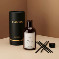 Ensemble de diffuseur de parfum en verre ambré de luxe 100 ml avec bâtonnets noirs et emballage cadeau haut de gamme
