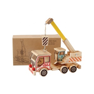 Nuevos juguetes Montesori, juego educativo de sitio de construcción de madera, juguetes de grúa de madera, coches para niños pequeños - Product Image 1