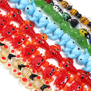 1 pezzo fatto a mano con il mondo degli animali fai da te braccialetto con foro dritto <span class=keywords><strong>collana</strong></span> a forma di perle di vetro perline di cristallo - Product Image 6