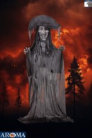 AROMA 78'' Pirate suspendu d'Halloween avec yeux clignotants et musique, accessoires de décoration terrifiants pour fête de maison hantée
