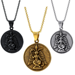 Colgante de Acero Inoxidable Chapado en Oro con Diseño de Ramo de Satán, Estilo Retro, con Cadena de Caja, Joyería Unisex para Fiestas, Venta al por Mayor - Product Image 2