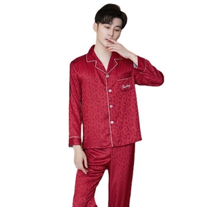 Pijamas de pareja para mujer, primavera/otoño, poliéster, satén, transpirable, conjunto de manga larga con estampado de leopardo, talla grande para <span class=keywords><strong>hombre</strong></span>, holgado - Product Image 5