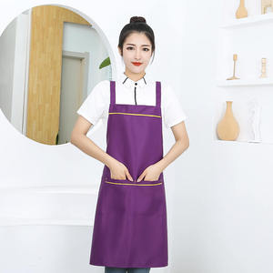 <b>Black</b> Polyester <b>Apron</b> With Shoulder Straps Waterproof Oil Resistant For Restaurant Bar Uniforms - Product Image 3