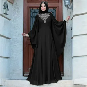 New Fashion Plus Size Abaya Kaftan Maxi Long Fabric Dress For Women Islamic Dubai Ramadan Robe Jilbab Gown Style