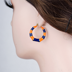 Boucles d'oreilles créoles tendance en acrylique orange et bleu plaqué or 304 316, bijoux de mode pour femmes, en stock - Product Image 1