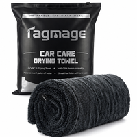Serviette de lavage de voiture en microfibre gris foncé 1400 GSM 70/30 sans ourlet pour l'entretien et le nettoyage des véhicules en gros, emballage personnalisé