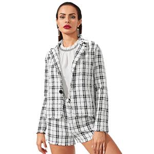 Blazer da donna in <span class=keywords><strong>Tweed</strong></span> adatto a Blazer e pantaloncini in <span class=keywords><strong>Tweed</strong></span> a bottone singolo da donna - Product Image 1