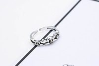 JZ538 Bague ouverte en argent sterling 925, motif crâne, style rétro thaïlandais, tendance personnalité, vente en gros