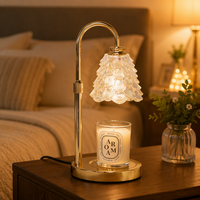 Diffuseur de cire électrique et lampe aromatique de style vintage pour chambre et salon, avec abat-jour en verre coloré, fonction minuterie, prise US