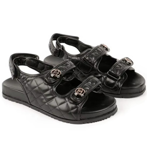 BOBNINI Diseñador Moda Negro Elegante Punta redonda Punta abierta Sandalias de tacón plano Señora Mujer Zapatos para la temporada de otoño - Product Image 1