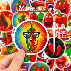 50 Pezzi Adesivi <span class=keywords><strong>Divertenti</strong></span> a Forma di Peperoncino, <span class=keywords><strong>Sticker</strong></span> in Vinile Impermeabili con Espressioni Facciali, Decorazioni Fai-da-Te - Product Image 5