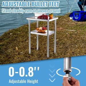 DB Wholesale Stainless Steel Prep Table, 24 x 18 x 36 Inch, 600lbs Load Capacity Heavy Duty Metal <b>Worktable</b> with Adjustable - Product Image 6