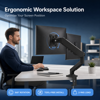 Support de bureau réglable pour écran, bras à ressort mécanique, écran unique, rotation à 360°, inclinaison, pivotement, VESA 100 75, bureau à domicile, jeux