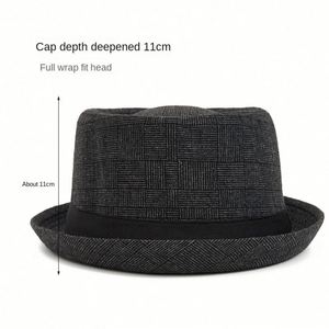 Chapeau Fedora Pork Pie Rétro Britannique Rayé Style Gentleman pour Homme et Femme, Promotionnel, Sérigraphie pour Bureau - Product Image 2