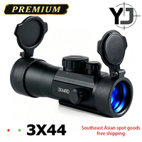 Optique 3x44RD, viseur à points rouges et verts, lunette de chasse avec housse de protection, viseurs optiques