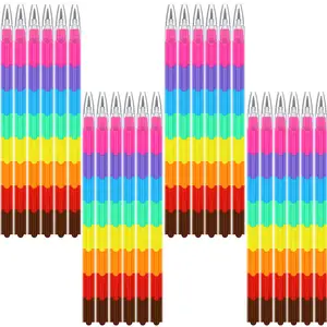 Crayon empilable en plastique arc-en-ciel pour enfants, 8 couleurs