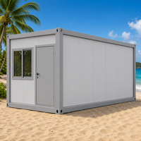 Casa Container Prefabbricata Grigio Chiaro con Struttura in Acciaio Moderna, Unità Singola, per Ufficio in Cantiere, Guardia, Scuola e Hotel