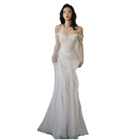 S1751L 2026 bretelles blanches haut de gamme de luxe réunion annuelle cérémonie de passage à l'âge adulte Banquet hôte robe de soirée haut de gamme