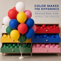 Ballons en latex de caoutchouc de qualité supérieure, nouvelle arrivée, 12 pouces, forme ronde, col long, arc-en-ciel, assortis, pour décoration murale de fête