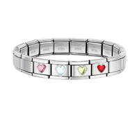 RVS Italiaanse charme armband met kleurrijk hart geboortesteen modulair DIY sieraden voor vrouwen, cadeau voor verjaardag/Valentijnsdag