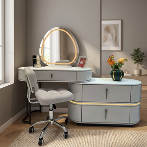 Modern Makeup <b>Vanity</b> <b>Table</b> With Lighted <b>Mirror</b> Storage Desk For Bedroom Furniture - Product Image 2