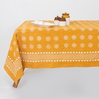 Nappe de table bohème en pur coton, motif imprimé en blocs jaune et blanc, rectangulaire, pour cuisine et salle à manger