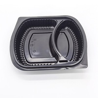 Boîte à lunch jetable écologique noire, micro-ondable, 3 compartiments, multifonctionnelle, de qualité alimentaire, pour emporter, en plastique