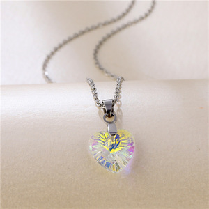 Collar <span class=keywords><strong>de</strong></span> <span class=keywords><strong>Corazón</strong></span> <span class=keywords><strong>de</strong></span> <span class=keywords><strong>Acero</strong></span> Inoxidable Lateefah, Collar <span class=keywords><strong>de</strong></span> Cadena con Cristales, <span class=keywords><strong>Corazón</strong></span> Color Durazno, CE, Regalo en Forma <span class=keywords><strong>de</strong></span> <span class=keywords><strong>Corazón</strong></span> para Mujer - Product Image 3