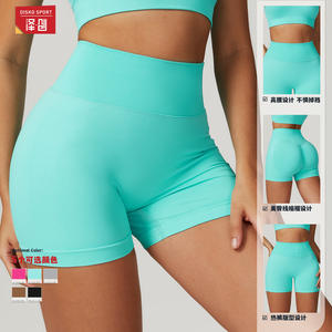 Shorts de Yoga Zechuang de Punto Sin Costuras, Cintura Alta, Control de Abdomen, Levanta Glúteos, Ropa Deportiva para Mujer, Color Verde Menta, Rojo Rosa, Gris - Product Image 2