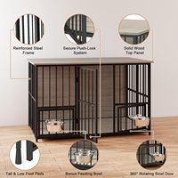 Cage pour chien de type mobilier domestique, panneaux en fer, design simple, thermolaquée, deux gamelles montées, configuration multi-entrées, taille moyenne et grande