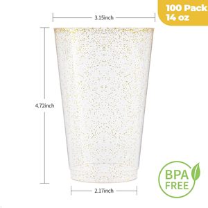 Vasos <span class=keywords><strong>de</strong></span> Plástico Desechables Cónicos con Purpurina Dorada Goodluck <span class=keywords><strong>de</strong></span> 14 oz, 100 Unidades, Elegantes y Sofisticados para Fiestas, Cócteles, Bodas, Cumpleaños, China - Product Image 3