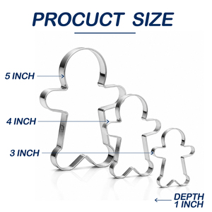 Set di 3 Tagliabiscotti a Forma di Omino di Pan di Zenzero, Stampi Personalizzati in Acciaio Inox <span class=keywords><strong>per</strong></span> <span class=keywords><strong>Biscotti</strong></span> <span class=keywords><strong>Natalizi</strong></span>, Accessori <span class=keywords><strong>per</strong></span> Pasticceria - Product Image 2