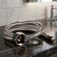 Tuyau de robinet tressé en acier inoxydable 304 avec connecteur en laiton, flexible pour robinet de salle de bain, alimentation en eau, remplacement durable et facile