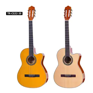 Instrumento de cordas chinês fabricante OEM personalizado marca 4/4 tamanho 6 iniciante de cordas de nylon guitarra clássica