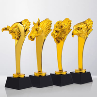 Trophées de récompense JN de plusieurs tailles, trophées personnalisés en résine du zodiaque, trophées dorés, médailles, plaques avec base en cristal noir