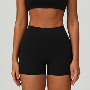 Shorts de Compresión de Cintura Alta con Control de Abdomen y Logotipo Personalizado, Shorts Deportivos Sólidos para Gimnasio, Yoga y Running para Mujer - Product Image 3