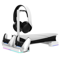 Support de stockage horizontal pour Console mince PS5 avec ventilateur de refroidissement RVB support pour casque contrôleur chargeur de quai de charge