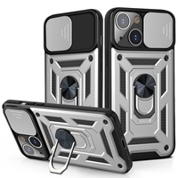 Coque de téléphone antichoc en TPU avec protection coulissante pour appareil photo, armure magnétique en métal et support anneau pour voiture, compatible iPhone 14 Pro Max et 17 Pro Max