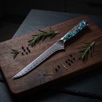 Couteau à désosser commercial VG10 en acier Damas, manche en résine, 15 cm, tranchant pour la découpe des os, idéal pour la viande de bœuf/porc et l'abattage.