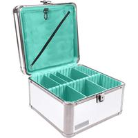 Boîtes de rangement portables en aluminium de grande capacité avec poches en filet, compartiments réglables pour documents, jouets, style luxueux