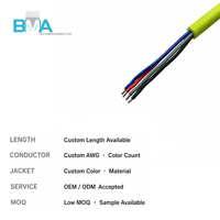 Harnais de câbles personnalisé UL2464 20AWG 4 conducteurs en cuivre étamé, 1,651 m, PVC vert, 300 V, avec étiquette pour applications électroniques