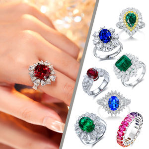 Precio de fábrica, joyería de moda de piedras preciosas cultivadas <span class=keywords><strong>en</strong></span> laboratorio para mujer, Esmeralda, zafiro, rubí, compromiso, anillos de boda, fiestas, aniversarios - Product Image 5