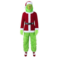 Disfraz de Grinch de Peluche Verde con Pantalones Peludos para Adulto, Disfraz de Navidad y Halloween, Colección Transfronteriza Primavera 2025 Sin Etiqueta