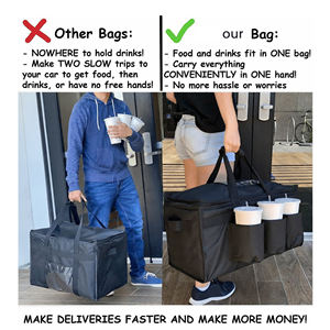 Bolsa Térmica Plegable Impermeable de Poliéster Personalizada para Entrega de Alimentos, con Portavasos/Portabebidas, Patrón de Letras, Logotipo Personalizado - Product Image 2